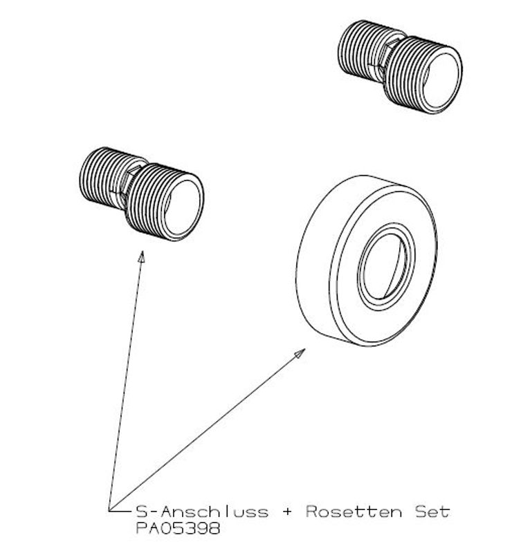 P&M S-Anschlüsse und Rosette, für TSWM, TSBM, Farbe chrom Bild 1