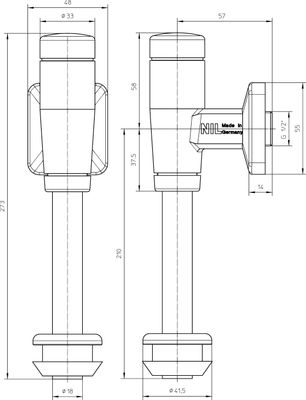 P&M Urinal-Druckspüler, 1/2", Aufputz, Farbe chrom Bild 2