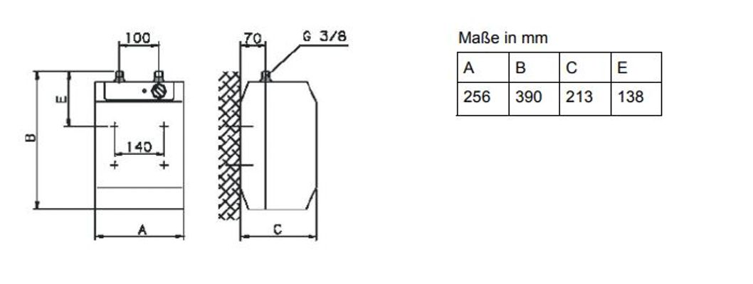 P&M Kleinspeicher Untertisch, TKS 5UG, 5 Liter, drucklos, 390 x 256 x 213 mm, Farbe weiß Bild 2