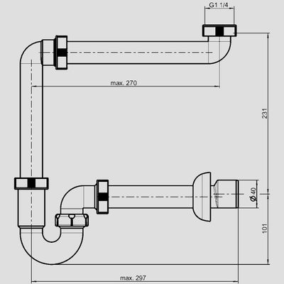P&M Raumsparsiphon, für Waschtisch 1 1/4" x, 40 mm, Farbe weiß Bild 2