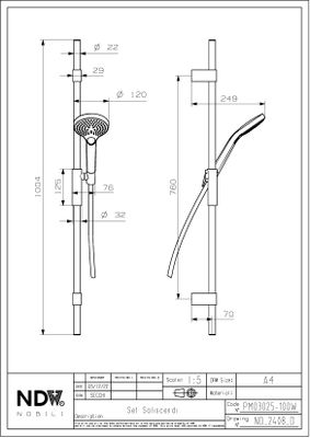 P&M S300 Brausegarnitur 900 mm, Stange kürzbar,3-strahlig, Schlauch 1600 mm, Farbe chrom Bild 3