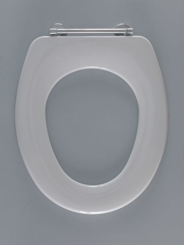 Hamberger MED WC-Sitz ohne Deckel, durchgehende Scharnierwelle, Befestigung von unten, 435 x 371 mm, Farbe weiß Bild 1