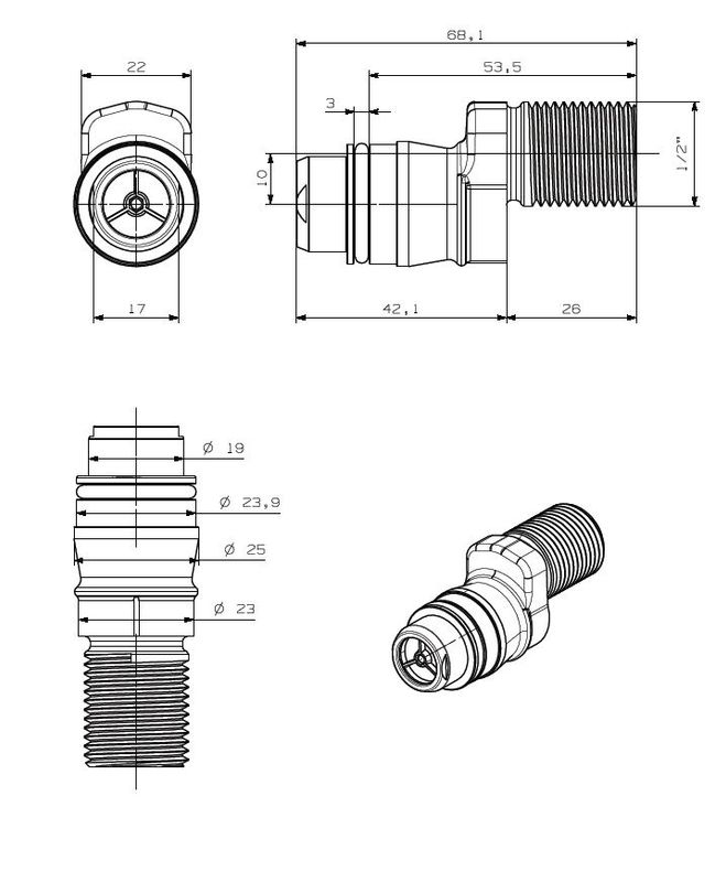 P&M S-Anschluss (1 Stück) zu Duschsystem CARADUSSW Bild 1