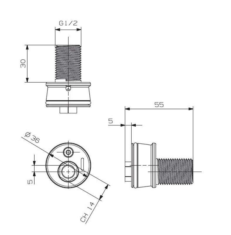 P&M S-Anschluss (1x Stück) zu Duschsystem S3DUSE Bild 1
