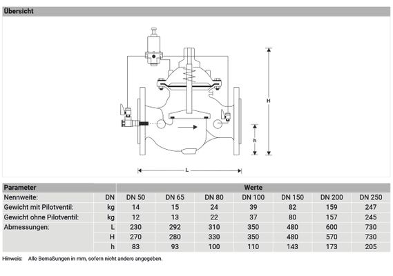 Resideo Druckregler DR300 aus Kugelgraphitguss DN 200, B, 570 mm Bild 3