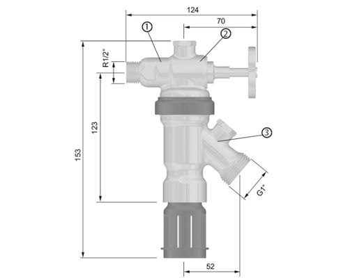 Resideo Systemtrenner BA295D-AS 1/2", Ms, drehbar, mit integr. Absperreinheit, 153 mm Bild 3