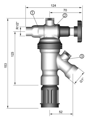 Resideo Systemtrenner BA295D-AS 1/2", verchr, drehbar mit integr.Absperreinheit, 153 mm Bild 3