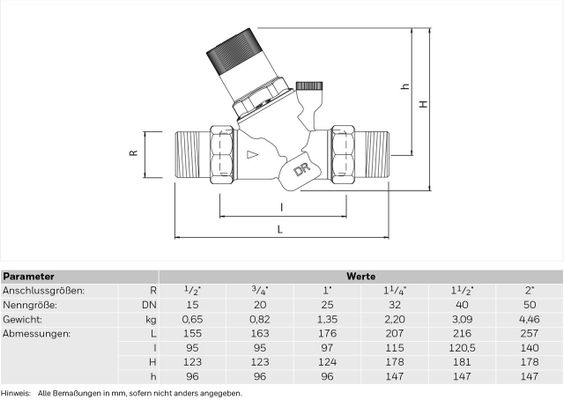 Resideo Druckminderer Projekt D05FS, mit Einstellanzeige, E, R3 / 4, 123 mm, Material Messing Bild 3