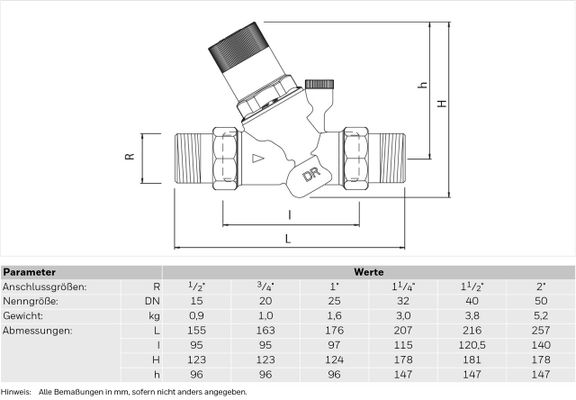 Resideo DM Hochtemp. D05FT, mit Einstellanzeige, E, R3 / 4, 123 mm, Material Messing Bild 3