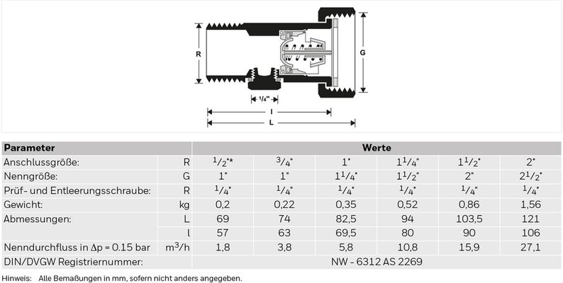 Resideo Rückflussv. RV277, vorschaltbar A, 3/4 ", Material Messing Bild 3