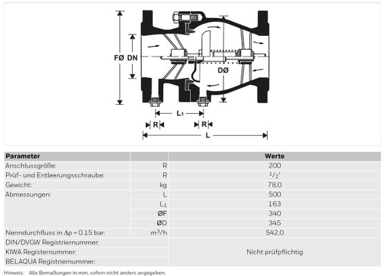 Resideo Rückflussverhinderer RV283P Flansch GG plvb blau A, 340 mm, Farbe blau Bild 3