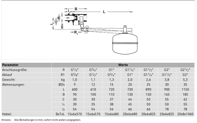 Resideo Schwimmerventil VR170 Messing A, 1/2 ", Material Messing Bild 3