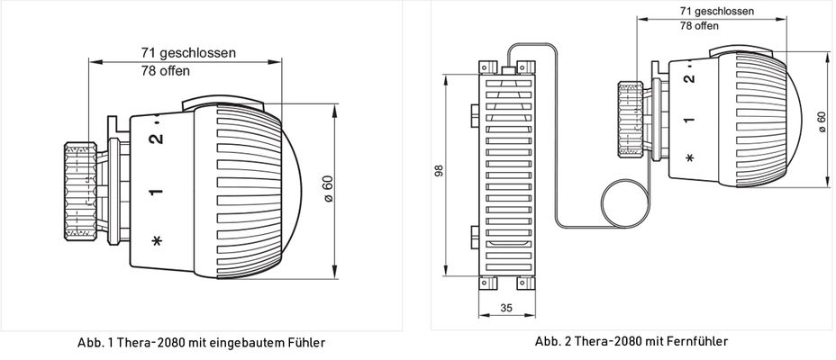 Resideo Thermostatregler Thera-2080 FL weiss, 1-28 Grad C, M, 30 x 1,5 mm, Farbe weiß Bild 2