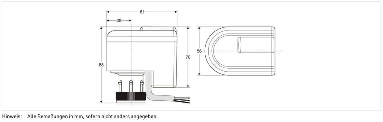 Resideo Stellantrieb M5410C, 6,5 mm Hub 90N, 24VAC, 2-Pkt, 81 x 56 x 88 mm Bild 2