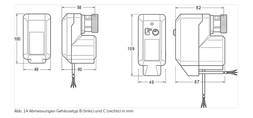 Resideo Stellantrieb M7410E, 6,5 mm Hub 180N, 24VAC, 0/2-10 V, 100 x 49 x 60 mm Bild 2