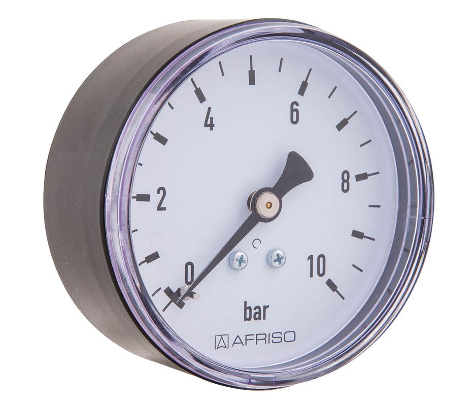 Afriso Manometer 1/4" hinten, 0 - 10 bar, Gehaeuse, 63 mm Bild 1