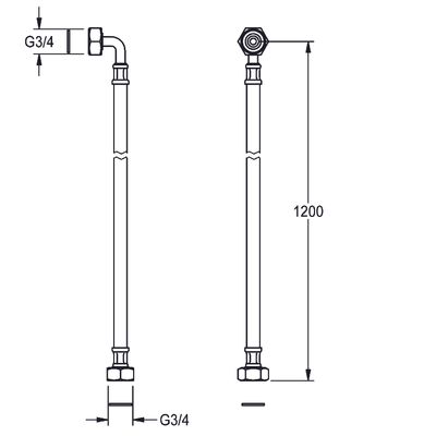 Aquarotter Schlauch, 3/4" 3 / 4,1200 mm, L-Form, DN 10 Bild 3