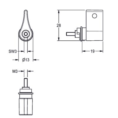 Aquarotter Mischerhebel, PROTRONIC-S, mit Temperaturanschlag und Schraube Bild 3