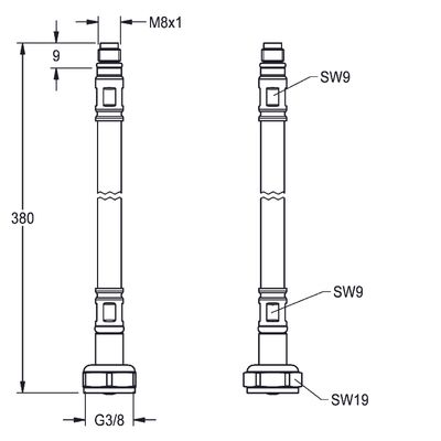 Aquarotter Schlauch, mit RV und Sieb Serie F5, Länge 380 mm, 3/8"8 x 1, DN 6 Bild 3