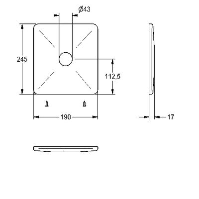 Aquarotter Edelstahlabdeckplatte, mit Bohrung, für Druckknopfbetaetigung, 205 x 225 mm Bild 5