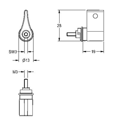 Aquarotter Mischerhebel, PROTRONIC-S, mit Temperaturanschlag und Schraube Bild 4