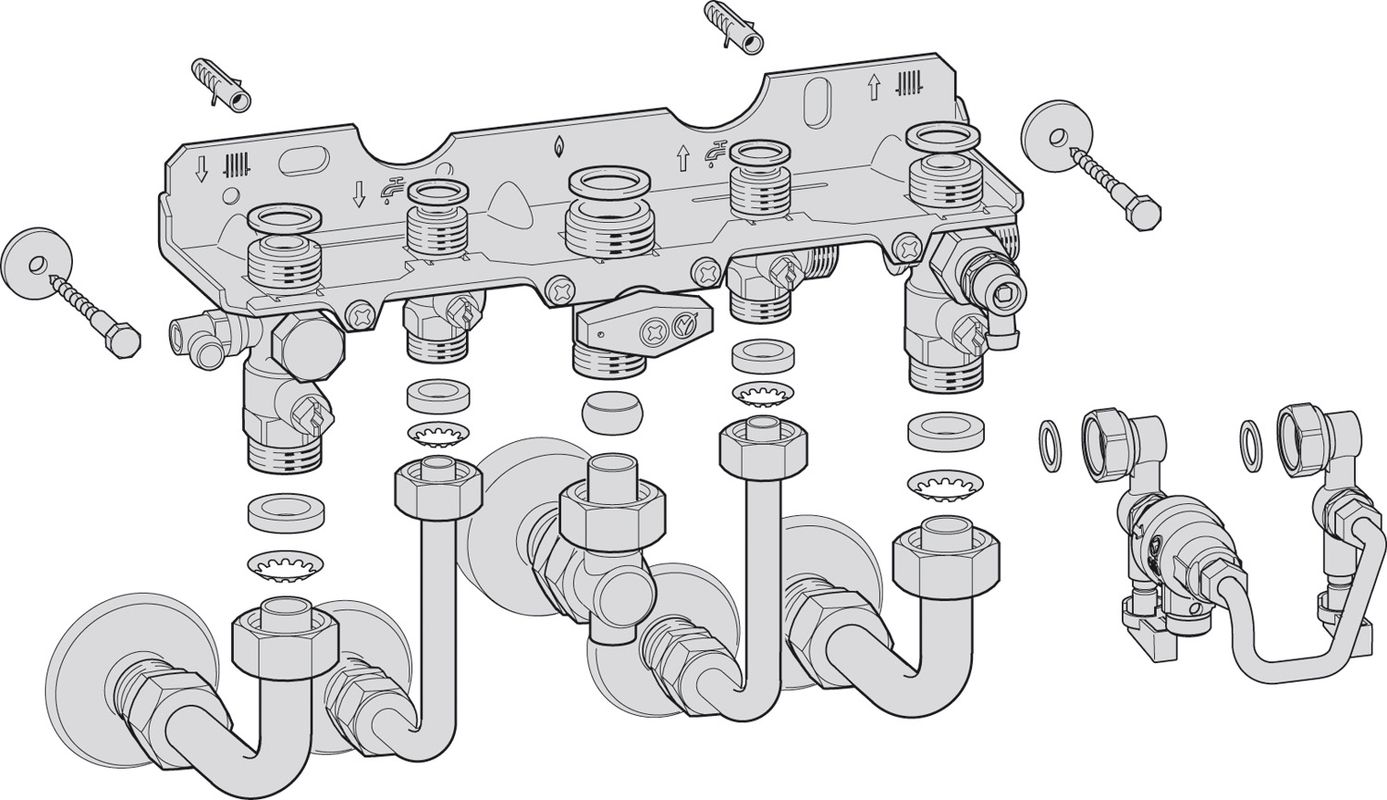 Bosch / Junkers Montageanschlussplatte Nr. 1661, für Kombigeraete, Unterputz Bild 1