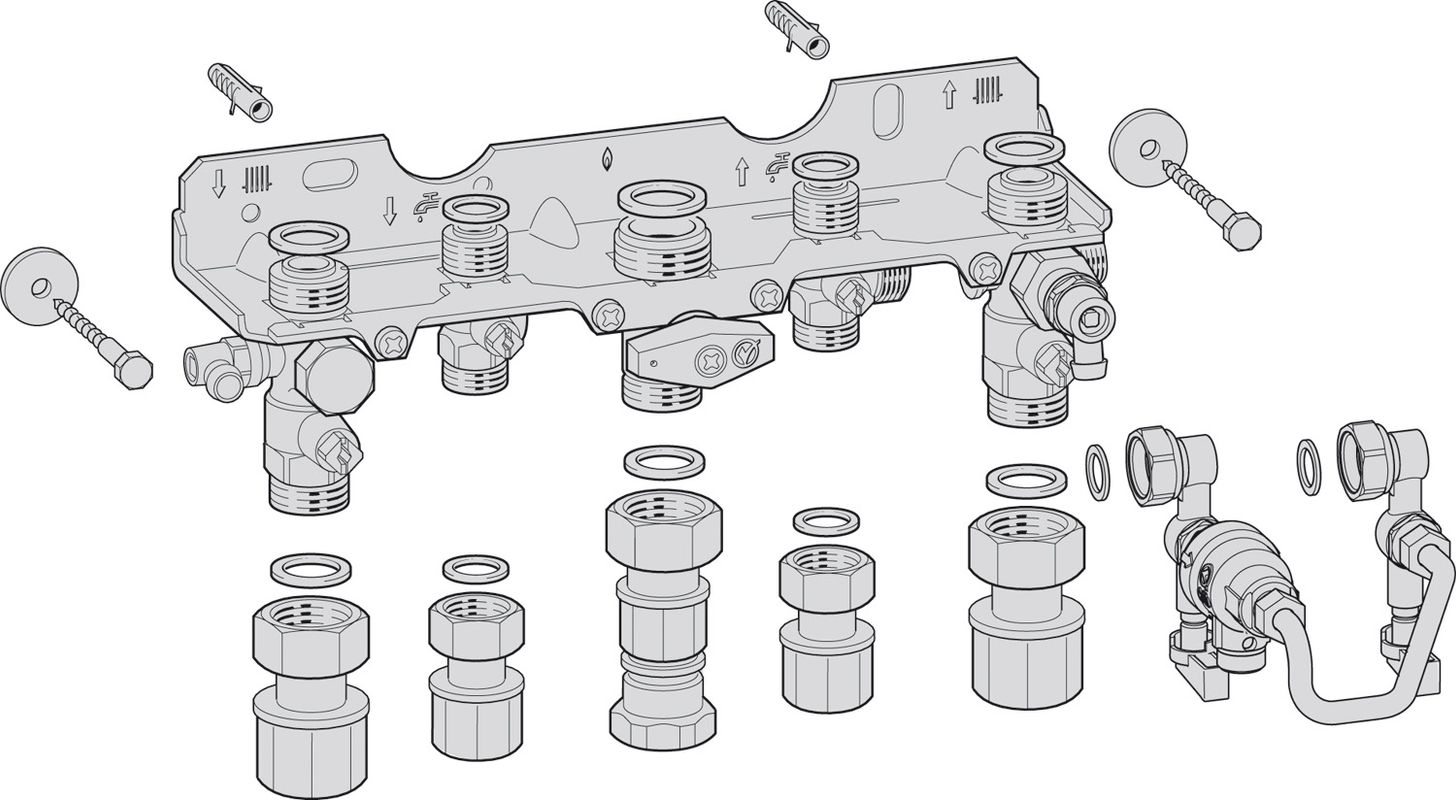 Bosch / Junkers Montageanschlussplatte Nr. 1660, für Kombigeraete, Aufputz Bild 1