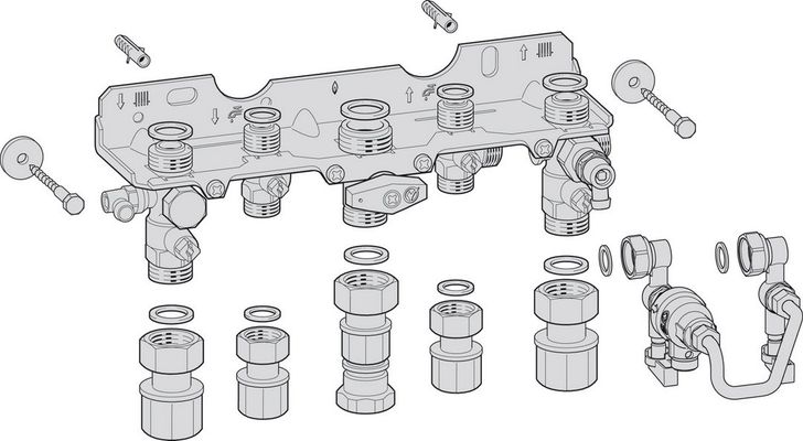 Bosch / Junkers Montageanschlussplatte Nr. 1660, für Kombigeraete, Aufputz Bild 2