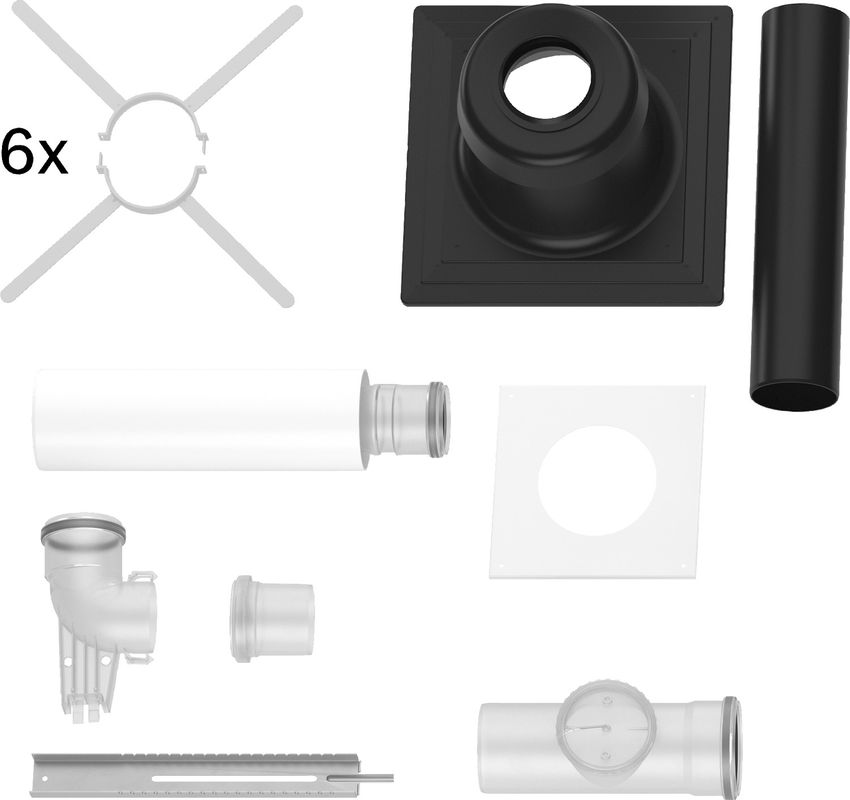 Bosch / Junkers Abgaszubehör FC-Set80-B53 (hinten) Grundbausatz B53, Kunststoff, d:80 mm Bild 1