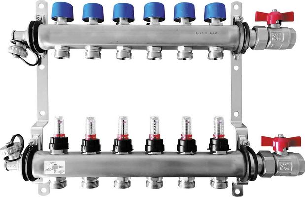 Bosch / Junkers Zubehör, für Wohnungsstationen Edelstahlverteiler 8HK DFM 0-5l/min Bild 2