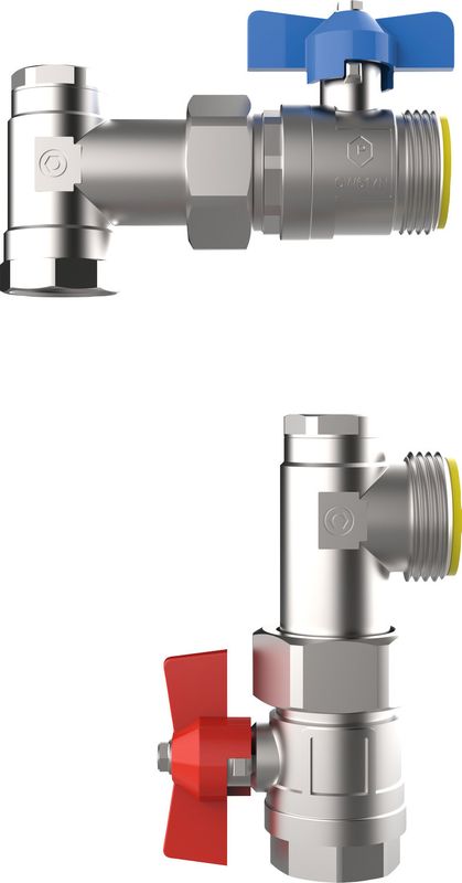 Bosch / Junkers Zubehör, für Wohnungsstationen Kugelhahnset 3/4" vertikal Bild 1
