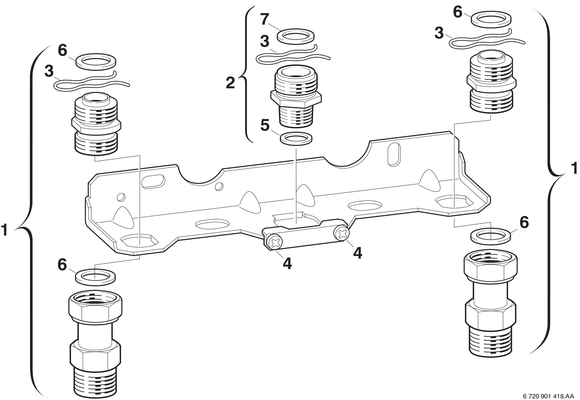 Bosch / Junkers Montageanschlussplatte Nr. 759, für 40 und 50 kW Geräte, für Erdgas Bild 4