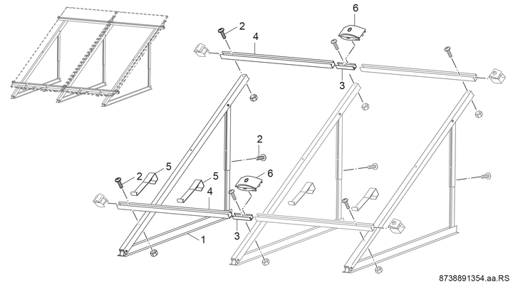 Bosch / Junkers Zubehör Flachkollektoren FKF 4-2 Flachdachstaender Erweiterungsset senkr. Bild 3