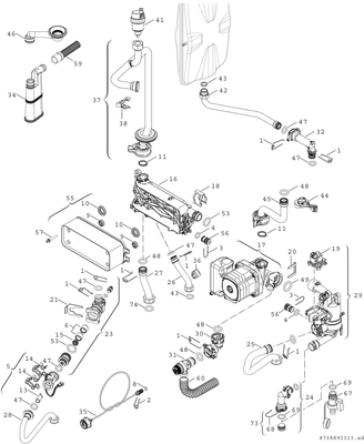 Bosch / Junkers Gas-Brennwertgeraet, wandhaengend, Cerapur ZWB 28-5 C 23, 28 kW, Gas H Bild 6