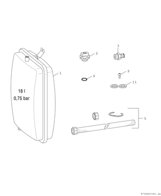 Bosch / Junkers Membran-Ausdehnungsgefäss integrierbar EV 18 HC, Inhalt: 17 Liter Bild 3