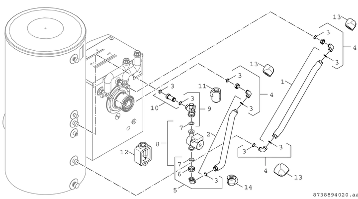 Bosch / Junkers Speicher-Anschlussgruppe BCC32, Montage rechts v. Kessel GC7000F / GC8000F Bild 3