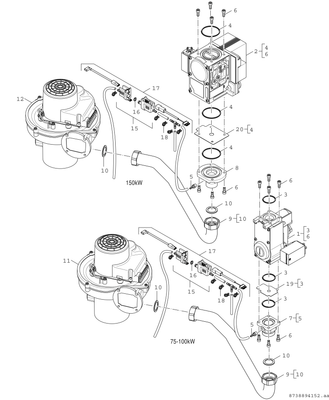 Bosch / Junkers Unterkomponente Kessel GC 7000 F Condens 7000 F - 100 H (rechts) Bild 10