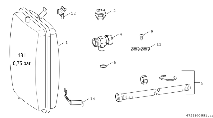 Bosch / Junkers Zusatzausdehnungsgefäss EV 17, 17 Liter, für GC 5300i Bild 3
