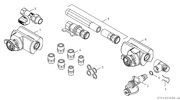 Bosch / Junkers Anschlussset Absperrhaehne CS 28-1, für Condens 5300i WM und 9000i WM Bild 3
