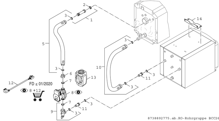Bosch / Junkers Speicher-Anschlussgruppe BCC26-HE, für OC7000 F, mit WST-2 Bild 3
