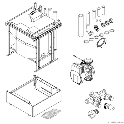 Bosch / Junkers integrierbarer Pufferspeicher 50L 590 x 585 x 640, Unterkomponente CS7800i LW, 643 mm Bild 3