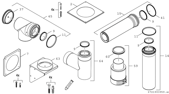 Bosch / Junkers Abgaszubehör FC-Set110-C53x (oben) Grundbausatz C53x, d:110 / 160 mm Bild 3