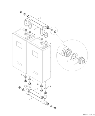 Bosch / Junkers Zub. Frischwasserstationen ZVS 3 Kaskadenverrohrung, für zwei FF27 / 40 Bild 4