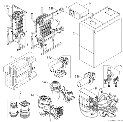 Bosch / Junkers Unterkomponente Kessel GC 7000 F Condens 7000 F - 100 H (rechts) Bild 3