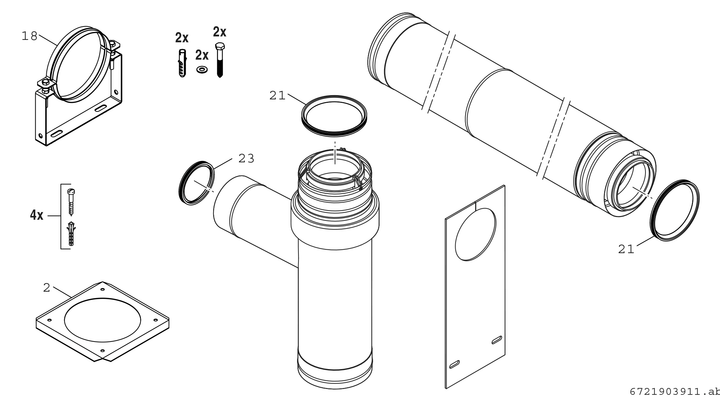 Bosch / Junkers Abgaszubehör FC-Set110-C(13)3x Erweiterungsbausatz C(13)3x, d:110 / 160 mm Bild 3