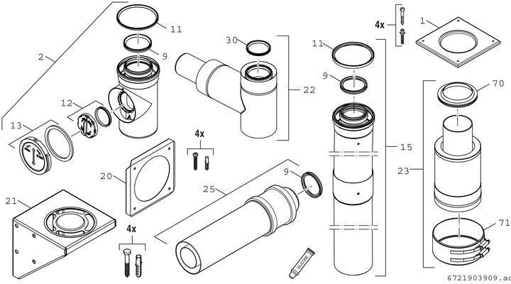 Bosch / Junkers Abgaszubehör FC-Set80-C53x, hinten Grundbausatz C53x, d:80 / 125 mm, Fassade Bild 3