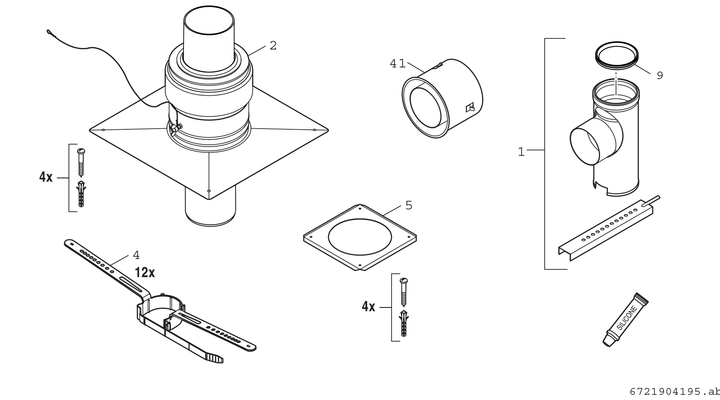 Bosch / Junkers Abgaszubehör FC-Set160 Gbsatz Kaskade B23P im Schacht, d:160 mm Bild 3