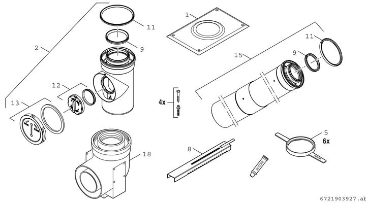 Bosch / Junkers Abgaszubehör FC-Set80-C33x, hinten Grundbausatz C33x im Schacht, d:80 / 125 mm Bild 3