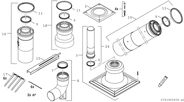 Bosch / Junkers Abgaszubehör FC-Set60-C93x Grundbausatz C93x, d:60 / 100 mm Kunststoff Bild 3
