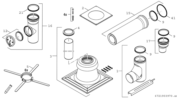 Bosch / Junkers Abgaszubehör FC-Set110-B53 Grundbausatz B53, Kunststoff, d:110 mm Bild 3